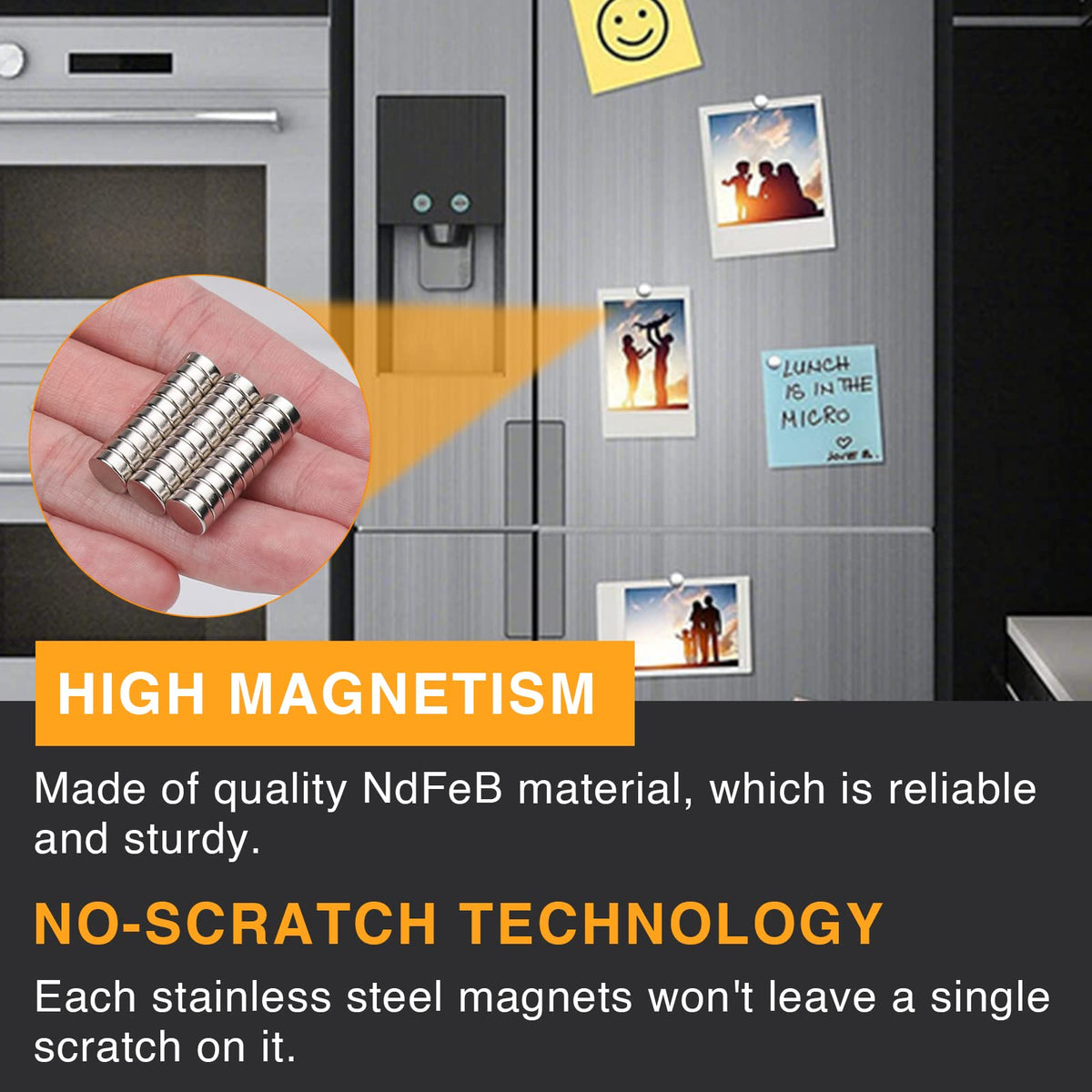 TRYMAG brushed-nickel finish resists corrosion, extending magnet longevity.