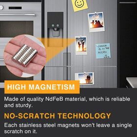 TRYMAG brushed-nickel finish resists corrosion, extending magnet longevity.