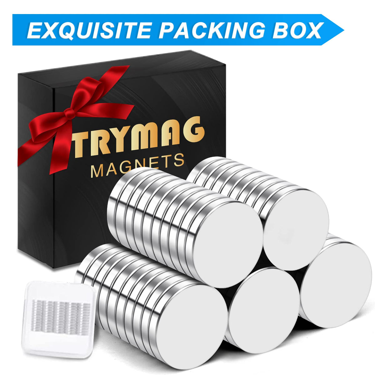 TRYMAG magnets holding photos and greeting cards on a display board