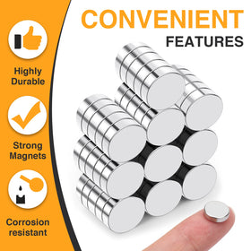 TRYMAG strong neodymium round magnets provide reliable hold for notes and photos.