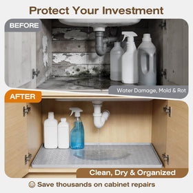 TRZZ bathroom cabinet mat keeps damp spaces tidy and protected