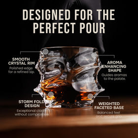 TSUKIGLASS Storm concave lip directs aromas for a refined sipping experience.