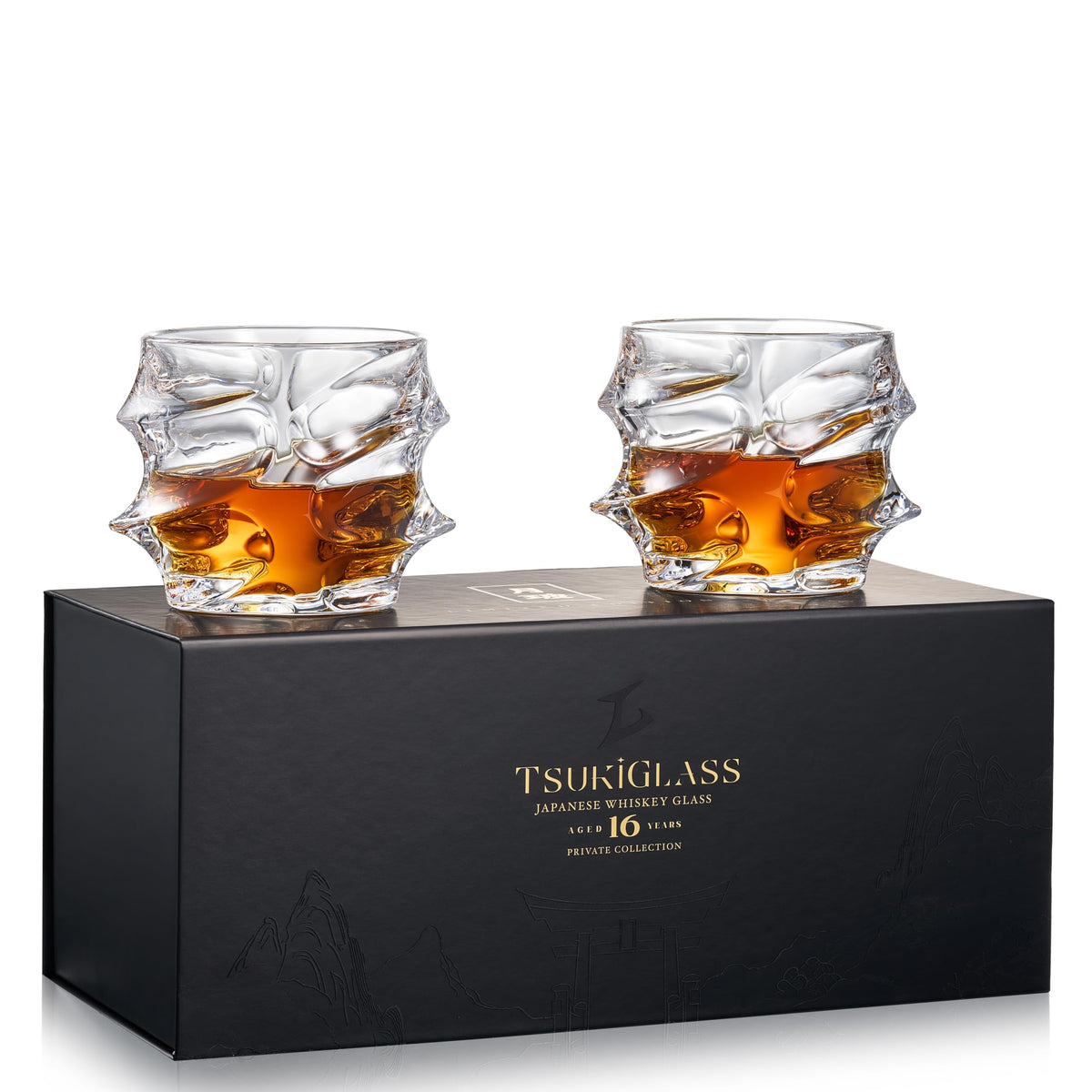 TSUKIGLASS Storm glass front view showing dynamic light reflections for refined whiskey tasting