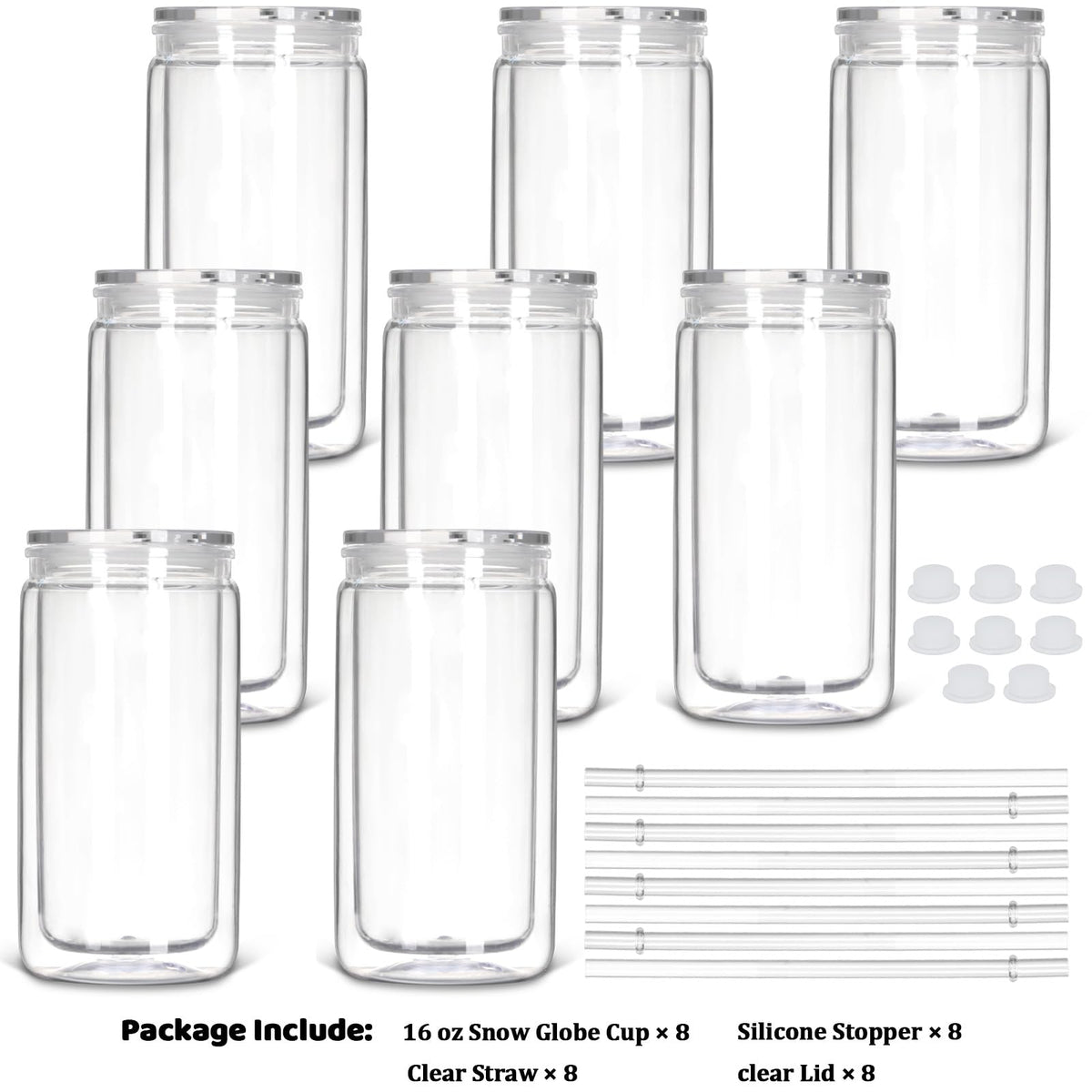 Tswofia clear straws 8-pack for easy sipping and cleaning