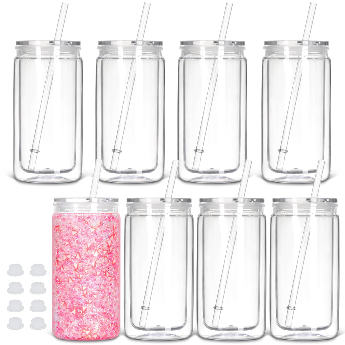 Tswofia snow globe tumbler 16oz ready for DIY glitter art and personalization