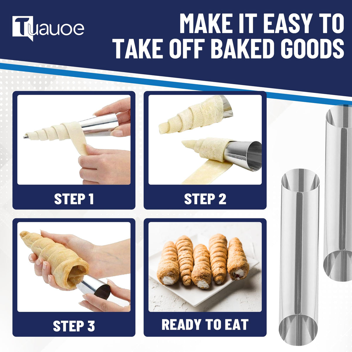 Tuauoe coupler enables quick switch between piping tips for versatile decorating.