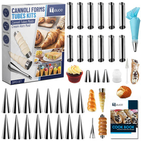 Tuauoe cone-shaped cream horn molds create crisp shells ready for filling.