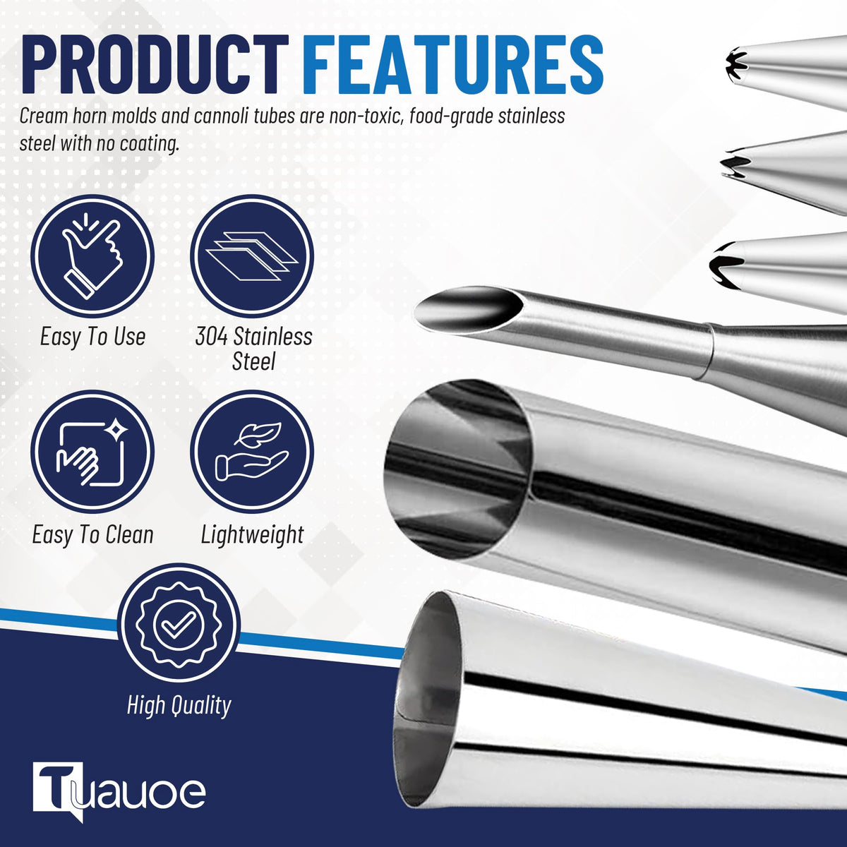 Tuauoe puff nozzle tip for precise cream filling and decorative detailing.
