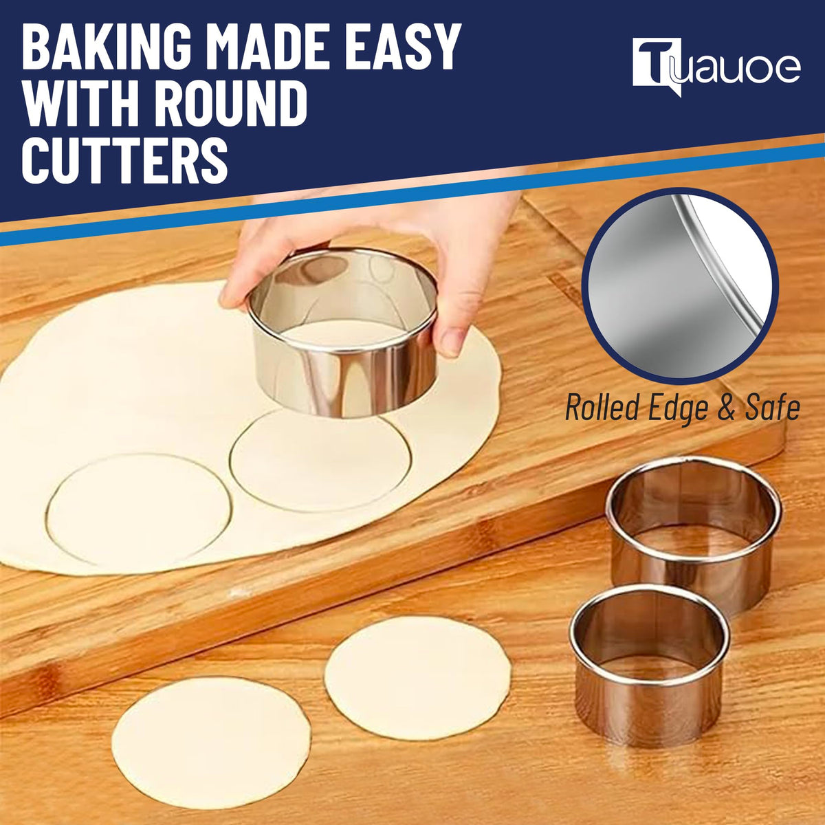 Tuauoe round cookie cutter included for precise pastry shaping