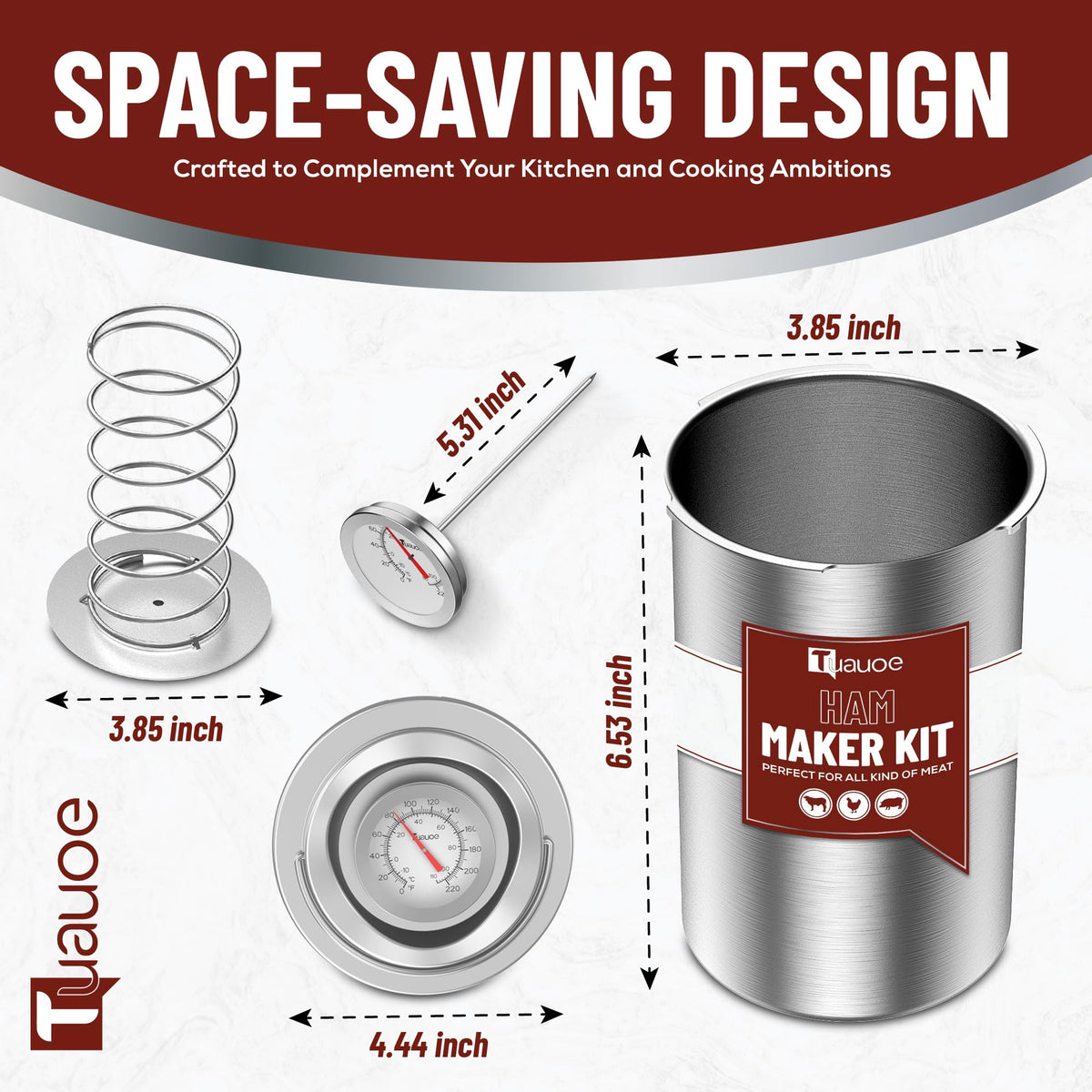 Tuauoe stainless steel ham press is rust-resistant and dishwasher-safe