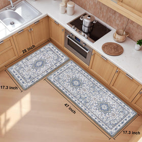 Tubeamin boho kitchen mat 2-piece set for 28x17.3 inches enhances practicality.
