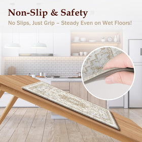 Tubeamin non-slip backing closeup demonstrating secure placement on dry floors.