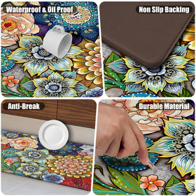 Tubeamin round-edge beveled kitchen mat offers smooth transitions and edge safety