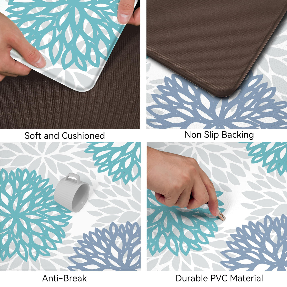 Tubeamin teal memory foam-inspired mats support feet and knees during long cooking sessions.