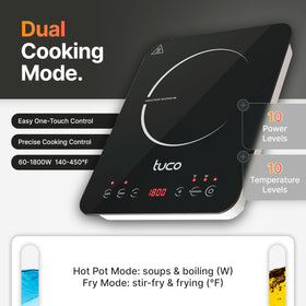 TUCO shatter-proof ceramic glass top is easy to wipe clean after cooking