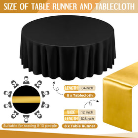 Tudomro black gold satin table runner 108x12 inches adds a sleek table accent.