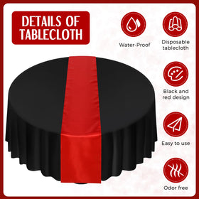 Tudomro disposable round tablecloth made of PEVA for easy cleanup after events.