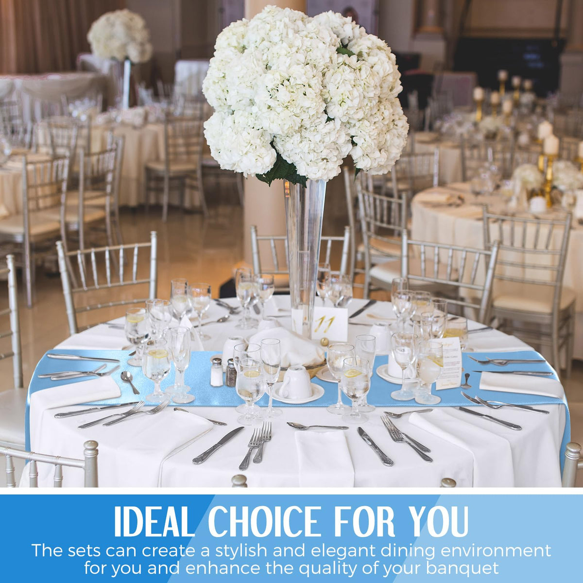 Tudomro disposable cloth and reusable runner for versatile event setup.