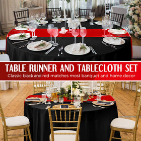 Tudomro party table setup with black-red tones for birthdays or weddings.