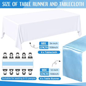 Tudomro satin table runner in blue and white adds elegant shine to the table setup
