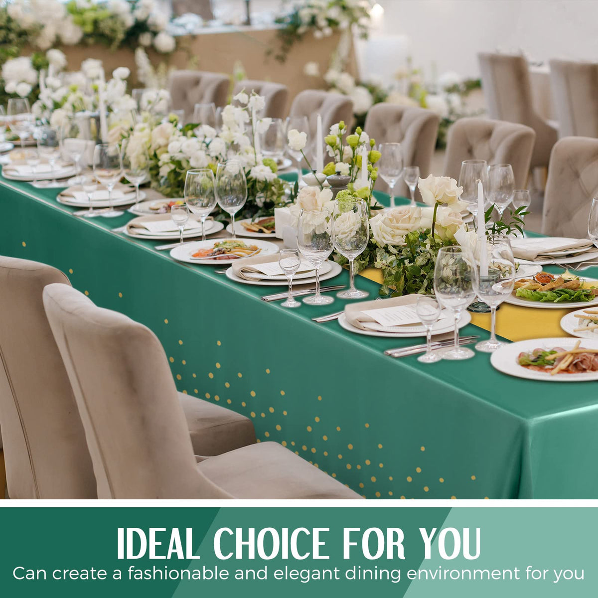 Tudomro glossy green-gold table setup for versatile decor