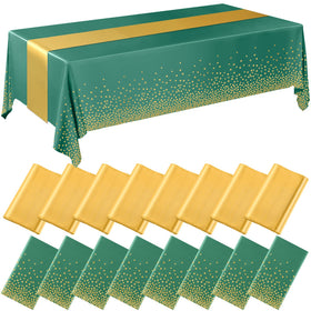 Tudomro green and gold tablecloth 54x108 for waterproof protection and cleanups