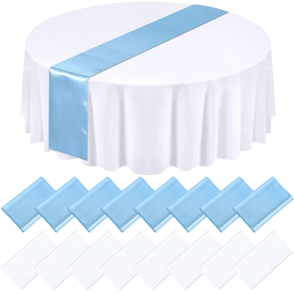 Tudomro white blue round tablecloth 84 inch for quick cleanup and elegant tables.