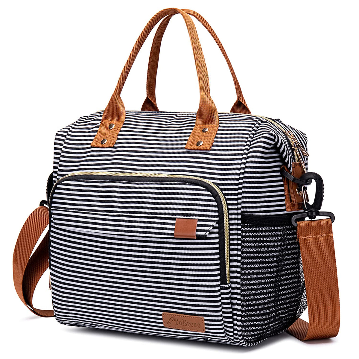 TuErCao insulated lunch bag main compartment keeps meals organized for work.
