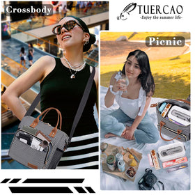 TuErCao lunch bag mesh pockets hold drinks and snacks.