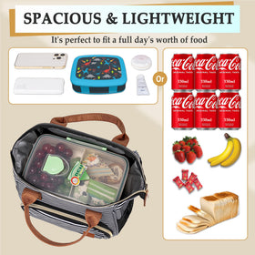 TuErCao small lunch bag interior close-up reveals PEVA lining for easy cleaning.