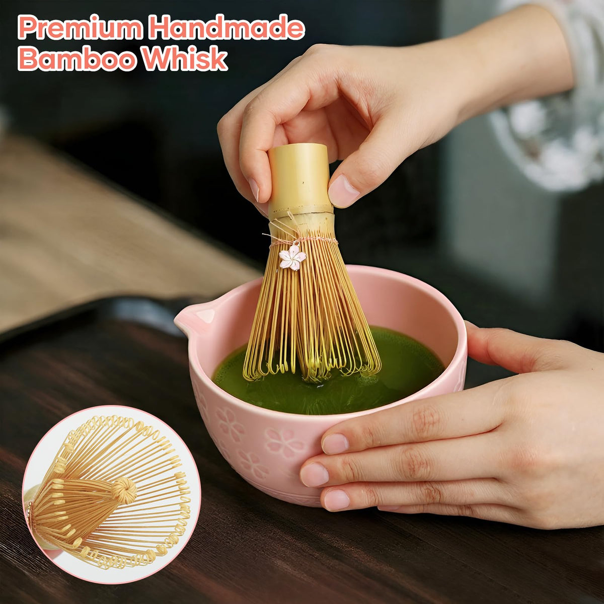 TUFGAM handmade matcha whisk with 86 tips for velvety foam