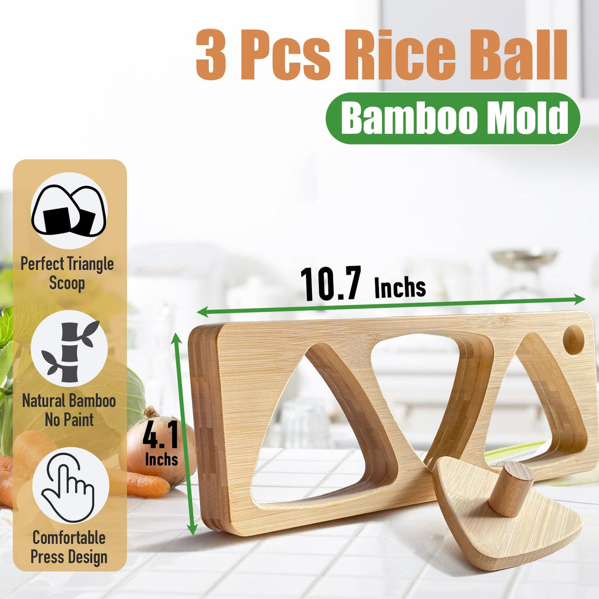 Tuiiopoli bamboo mold press plate used for compact, firm rice balls.