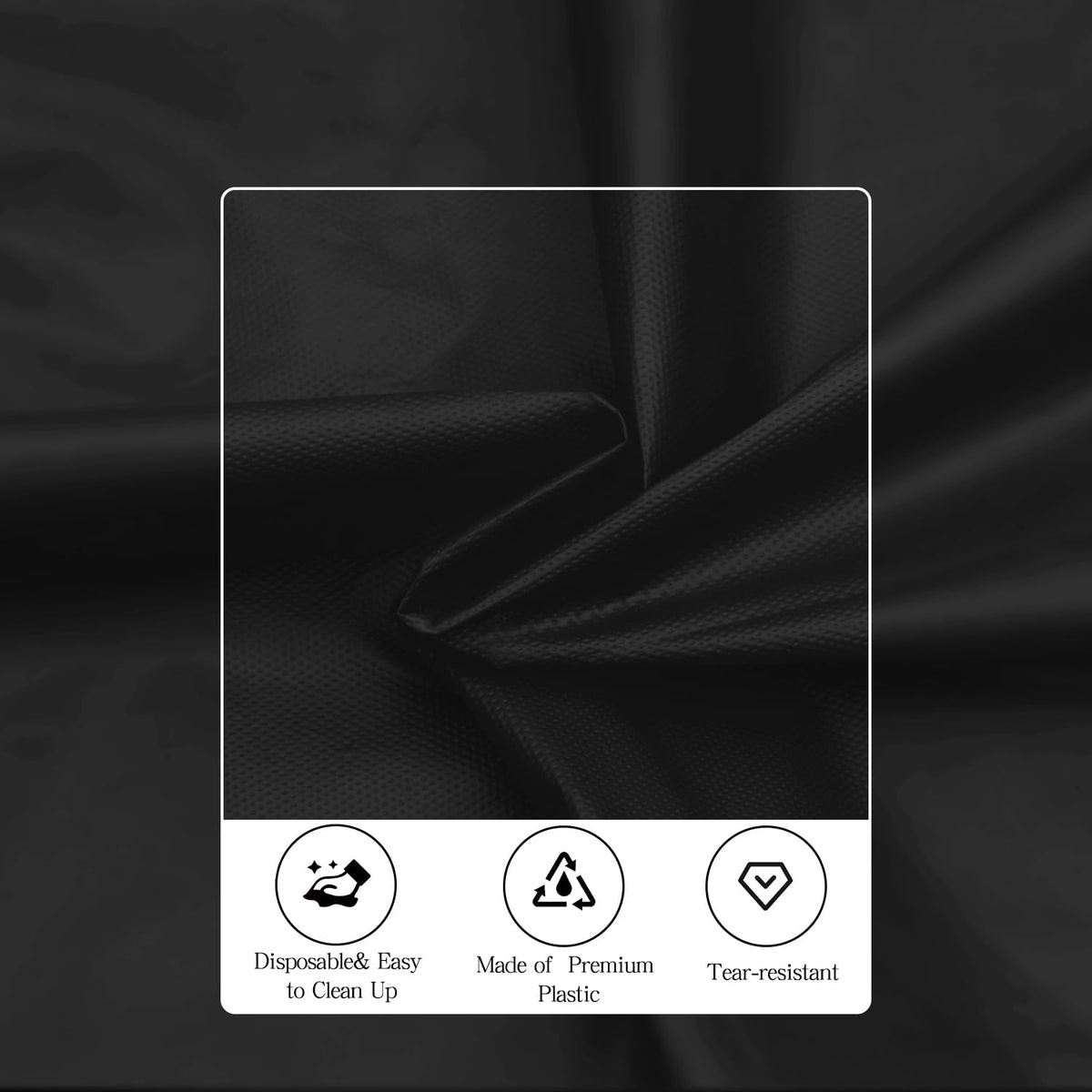 Tujol Black tablecloth tear-resistant coverage during messy meal