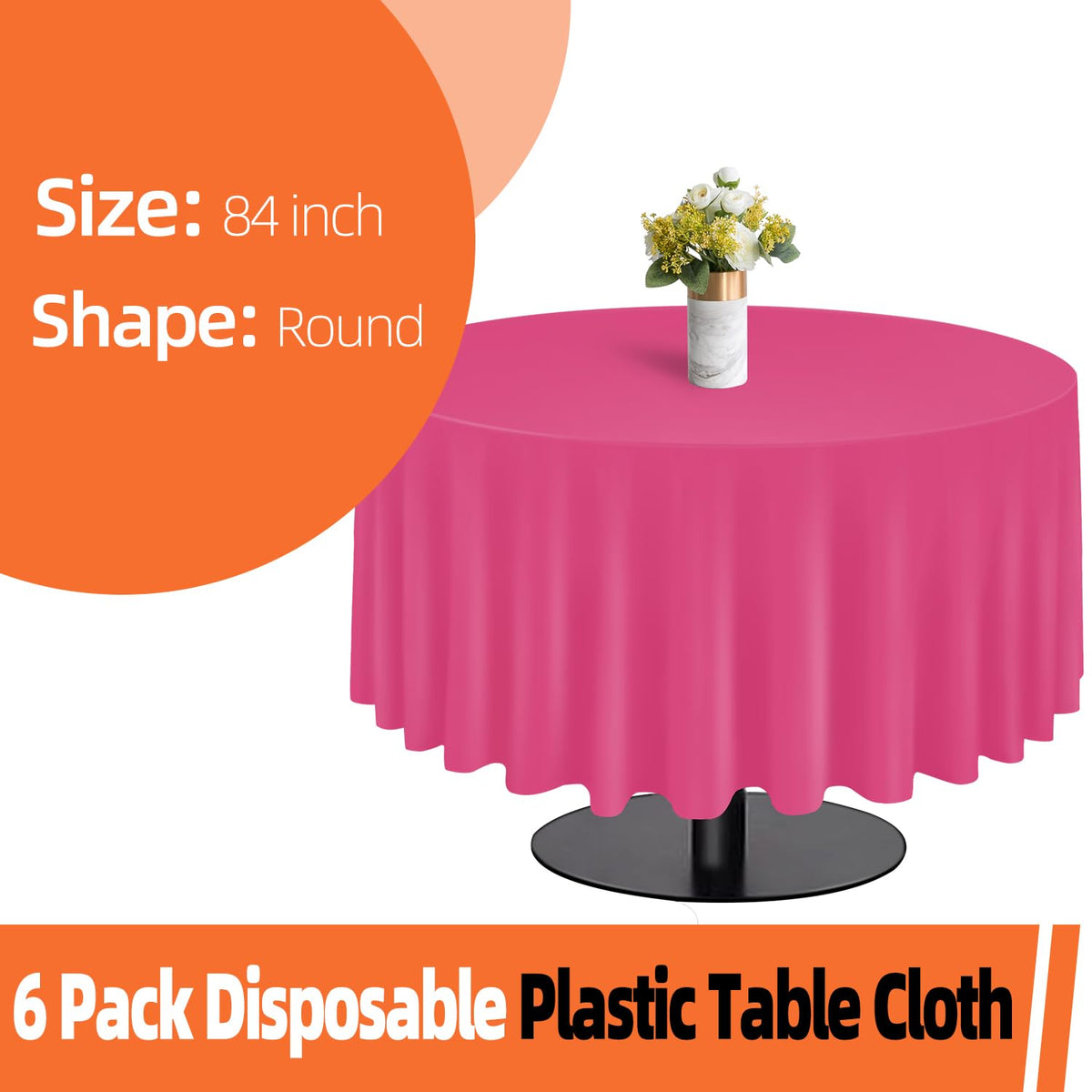 Tujol hot pink disposable tablecloth ideal for quick cleanup after events.