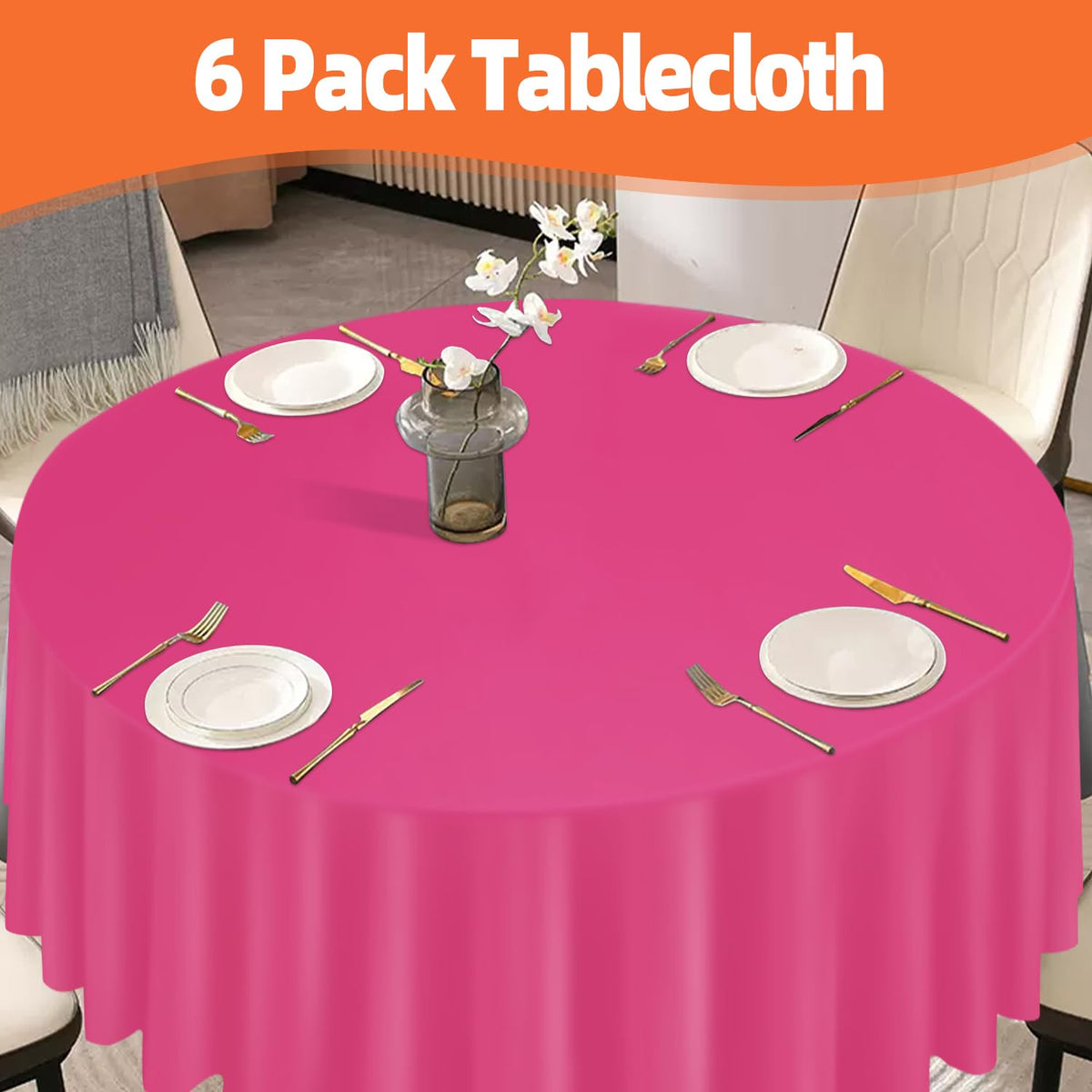 Tujol hot pink tear-resistant tablecloth suits busy home parties.