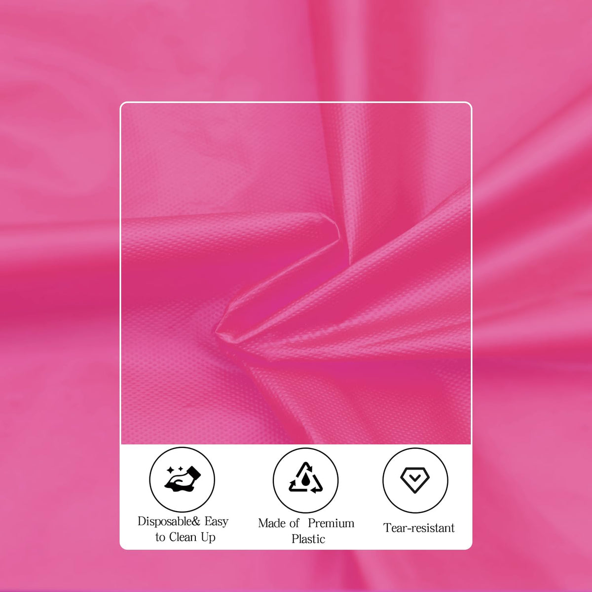 Tujol hot pink waterproof tablecloth keeps the surface clean.