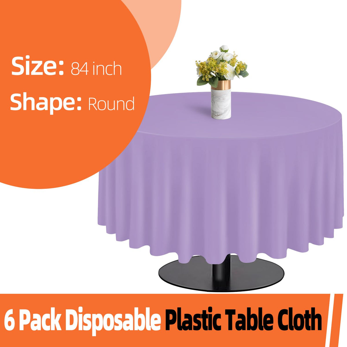 Lavender disposable tablecloth provides waterproof, stain-resistant coverage for outdoor picnics.