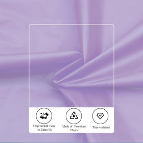 Thick high-density plastic tablecloth protects surfaces during meals and outdoor events.