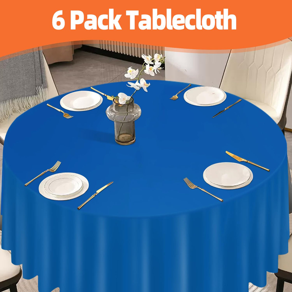 Tujol Royal Blue tablecloth ideal for outdoor picnics and weddings.