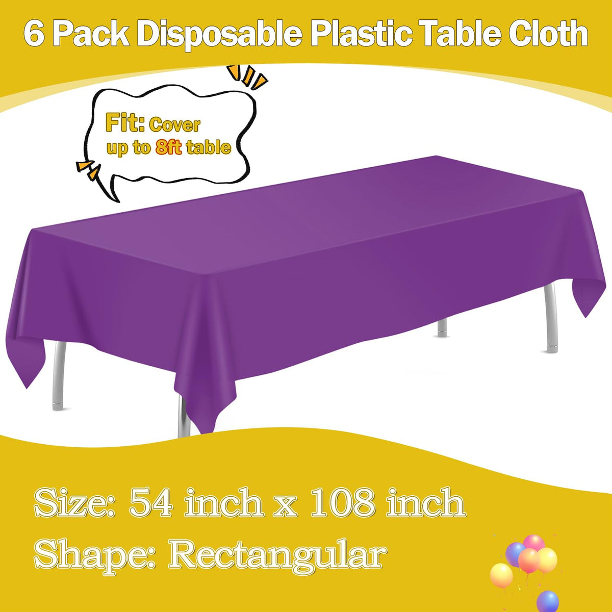 Tujol Purple 6-pack tablecloth showing neat setup and quick cleanup.