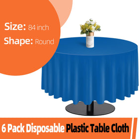 Tujol Royal Blue 6-pack tablecloth set for quick party prep and cleanup.