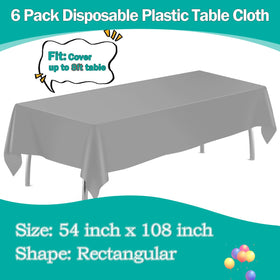 Tujol Silver rectangle tablecloth 54x108 protects surfaces during meals.