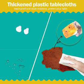Tujol Teal 54x108 cover shown with dine-ready place settings.