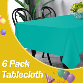 Tujol Teal 6-pack folded tablecloths stacked for quick cleanup.
