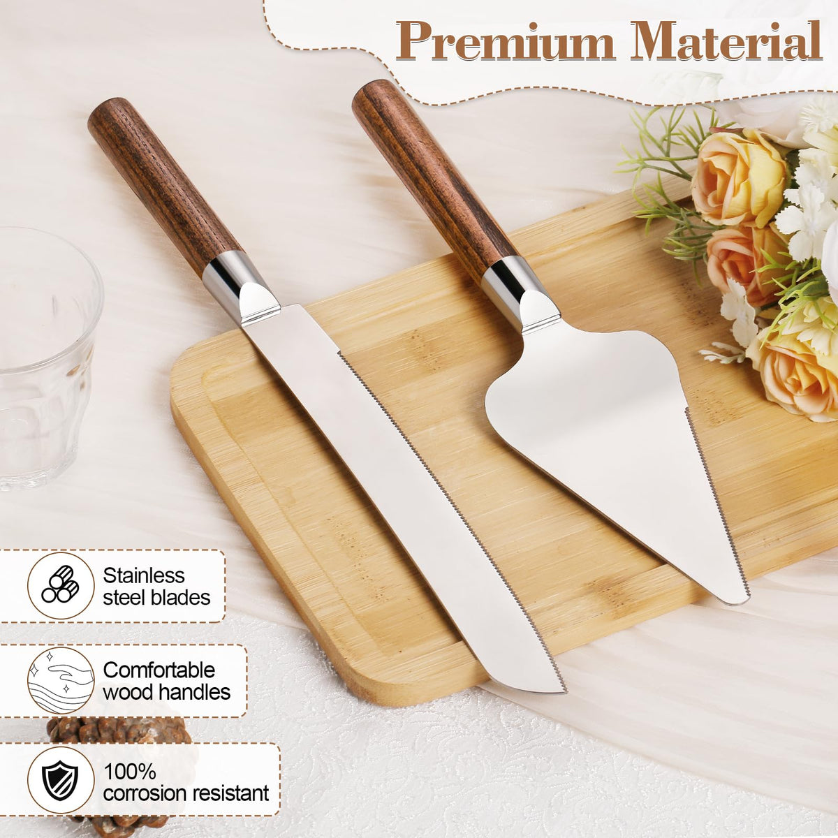 TUKDAK cake cutting set with silver finish adds timeless charm