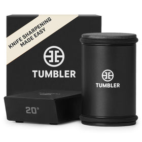 TUMBLER Pro rolling knife sharpener on counter showing precise edge renewal.