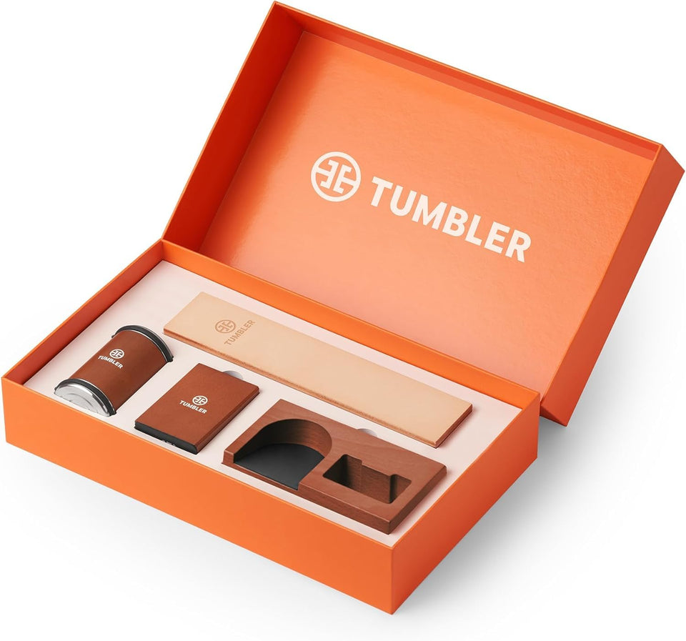 TUMBLER rolling knife sharpener angle guide ensures consistent edge alignment.