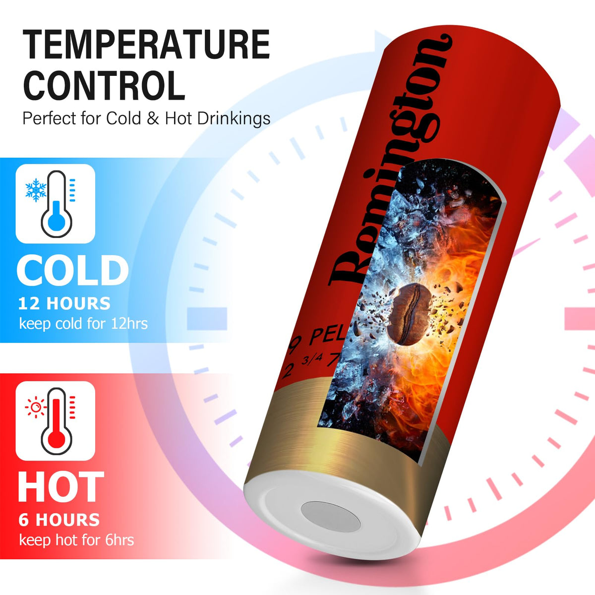 TUMBTU double-wall insulation keeps beverages hot or cold for hours.