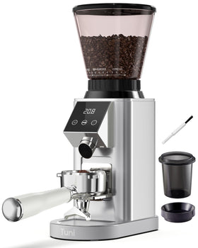 Tuni G1 conical burr grinder for precise espresso grind and consistent extraction.