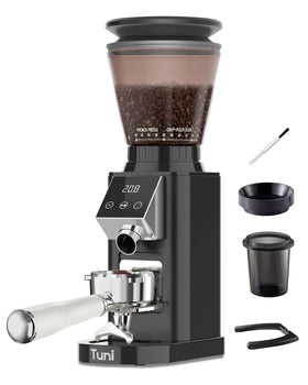 Tuni G1 conical burr grinder with espresso-focused grind precision for consistent extraction.